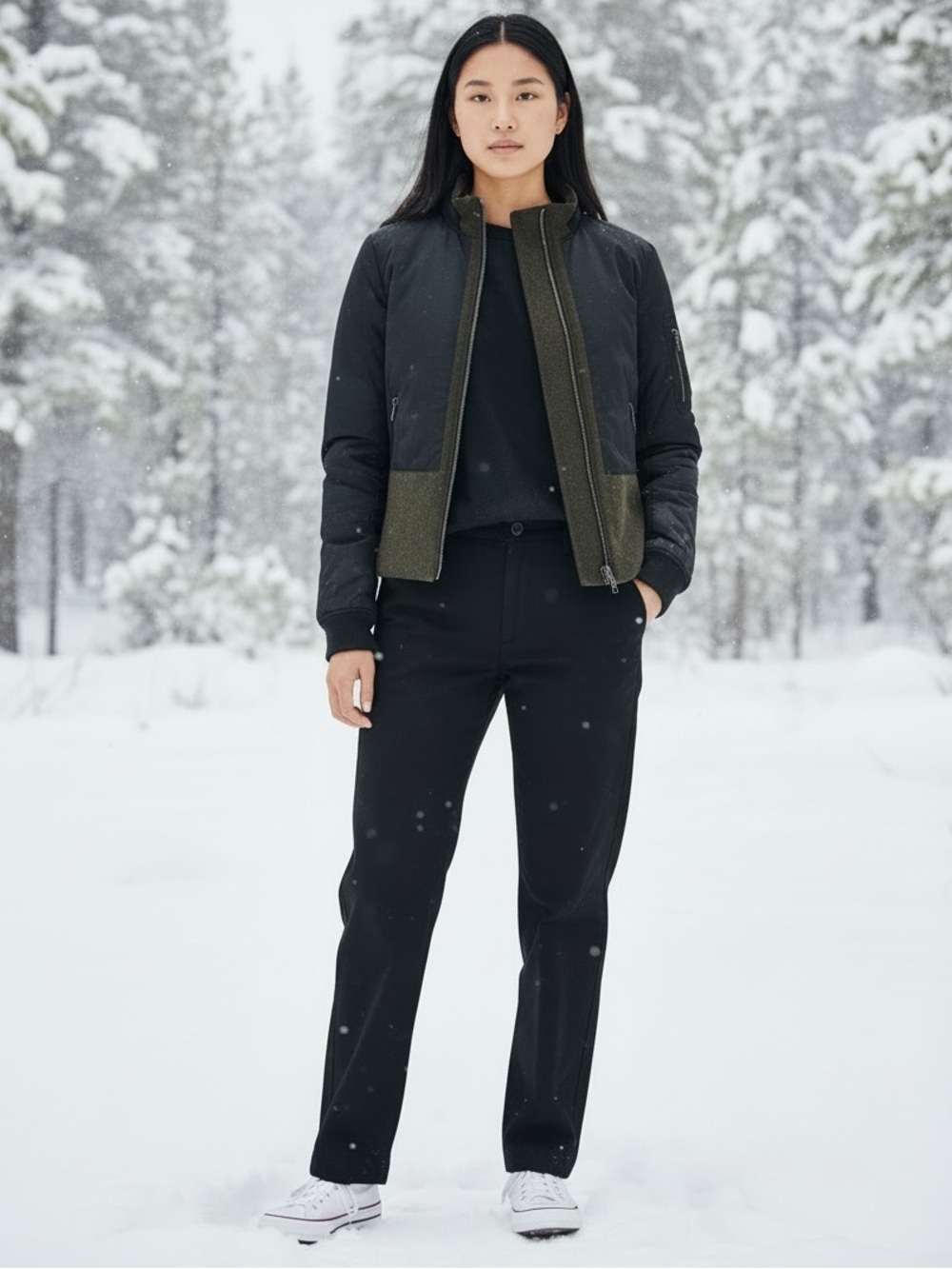 ASOS Jacket in Contrast Fabrics with Funnel Neck Size 4